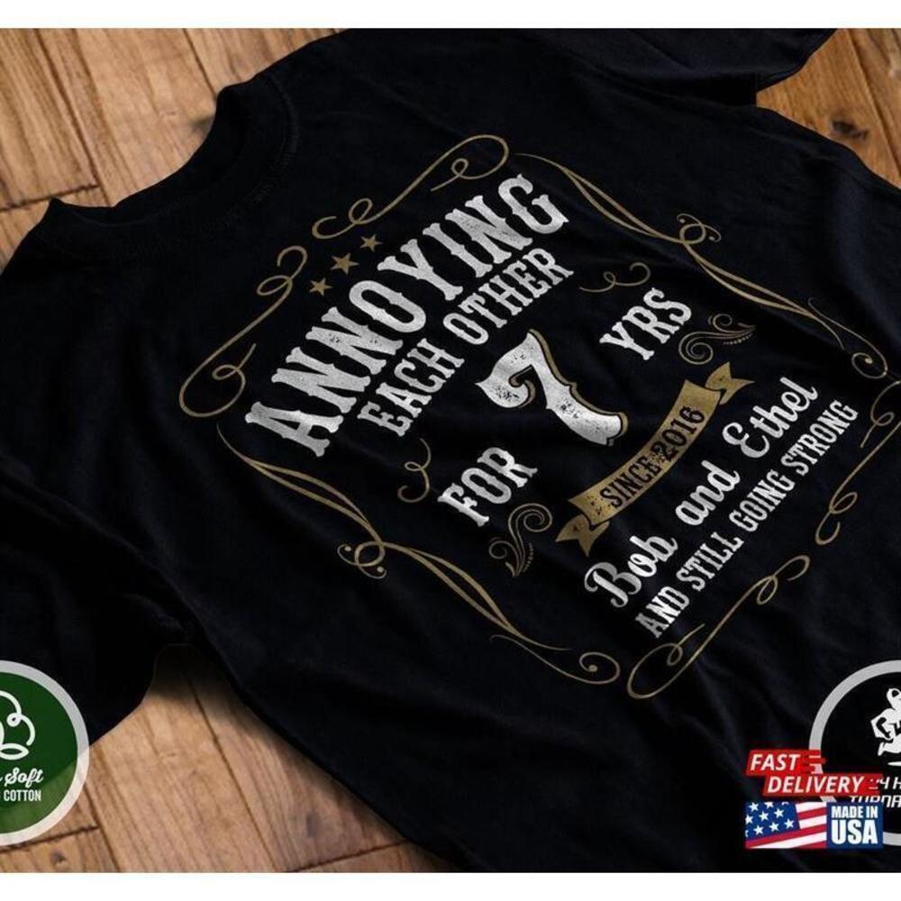 7th Wedding Anniversary Funny Married Couple Graphic Unisex T-Shirt